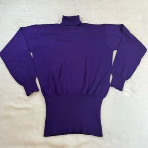 Bogner Womens Medium Wool Blend Vintage Turtleneck Pullover Purple Skiwear L/S